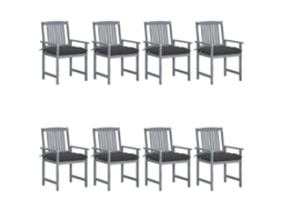 Vidaxl Cadeiras De Jardim C/ Almofadões 8 Pcs Acácia Maciça Cinzento