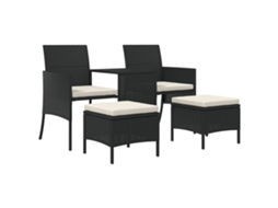 Maison Exclusive - Sofá De Jardim De 2 Lugares Com Mesa E Bancos Vime Pe Preto