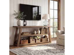 Móvel Para Tv, Little Tree, 160×35×65 Cm, Console Para Tv Com 3 Prateleiras De Armazenamento Abertas Para Televisores De 60/70/75 Polegadas, Marrom Rú