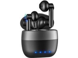 Auriculares Bluetooth True Wireless ENKERS com Usb-C Quick Charge Emparelhamento Automático Graves Profundos Estéreo Microfone Integ