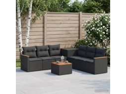 Vidaxl Conjunto De Sofás 8 Unid. Preto Rattan Poliéster E Aço
