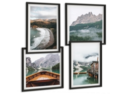 Quadros Decorativos Para Parede Flores Em Vasos, Composições Moldura Preta Quadros Para A Sala De Estar Espelharte (conjunto De 4 Imagens)