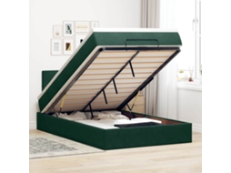 Vidaxl Estrutura de Cama Otomana com Colchão Verde Escuro Veludo