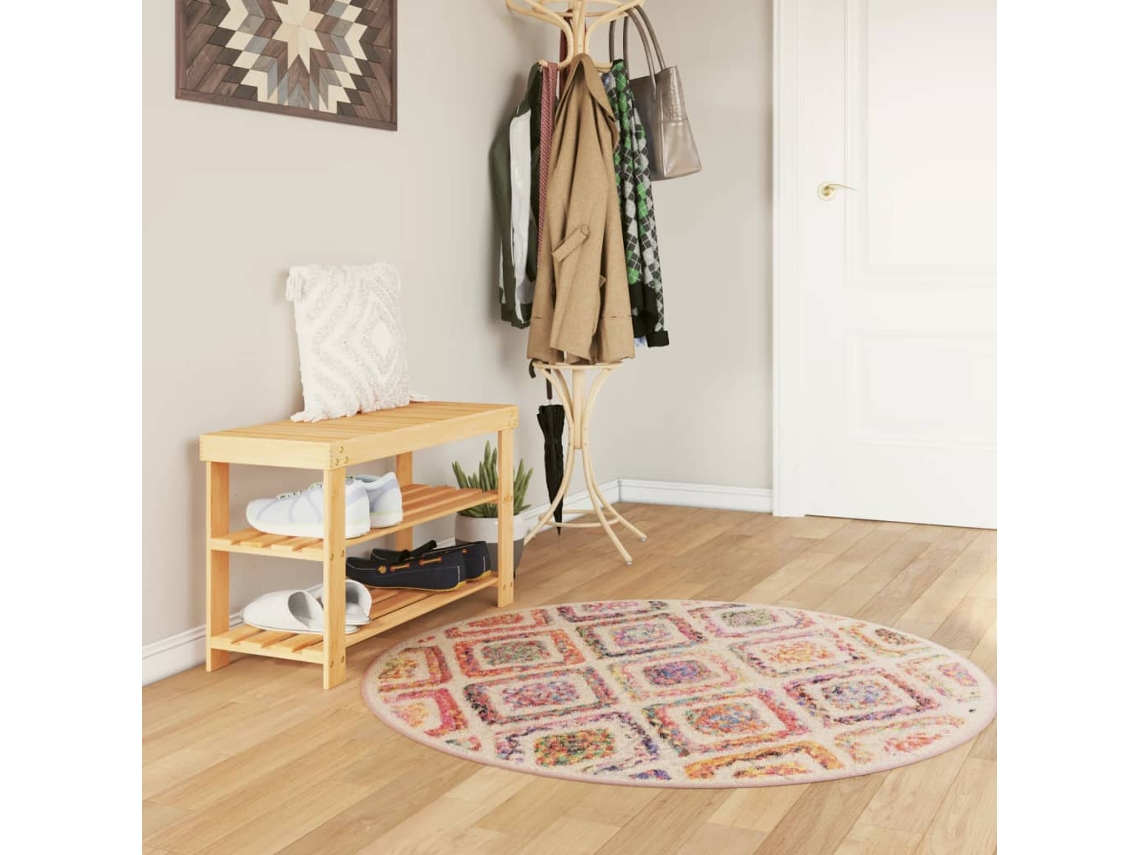 Vidaxl Tapete Lavável Ø 120 Cm Multicor