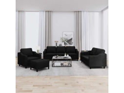 Vidaxl 4 Pcs Conjunto De Sofás Com Almofadões Tecido Preto