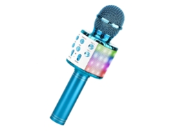 Microfone De Karaokê Sem Fio Bluetooth Azul