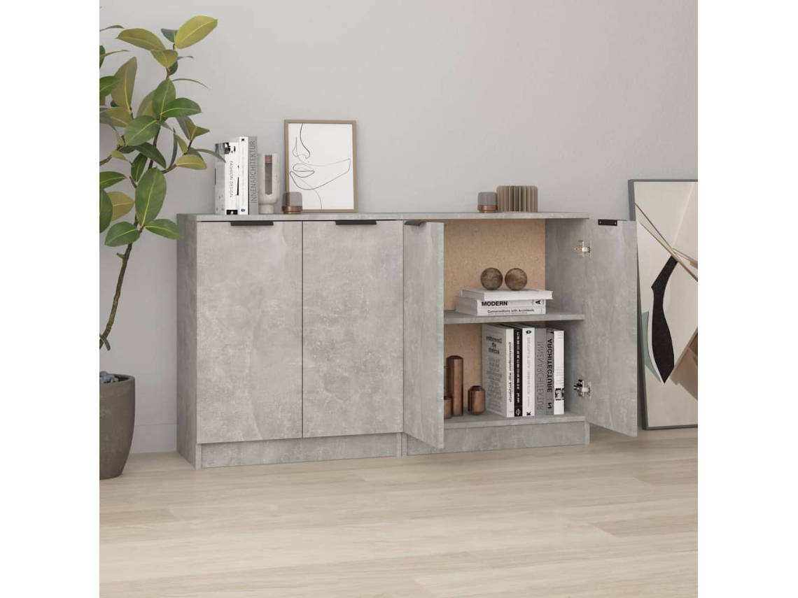 Vidaxl Aparadores 2 Pcs 60x30x70 Cm Madeira Processada Cinza Cimento
