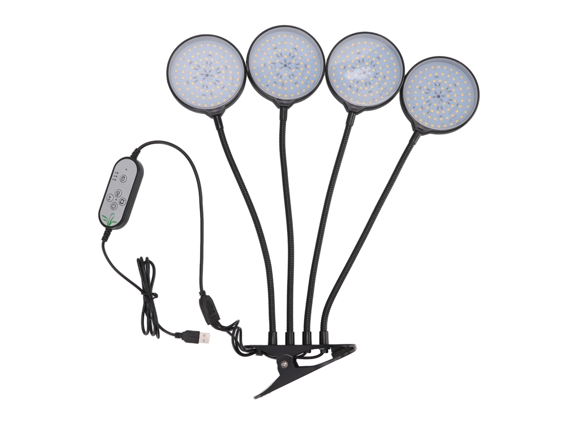 Luz de Crescimento Led 60w 4 Cabeças Clip Usb com 5 Modos Dimmer para Plantas Internas | S/MARCA