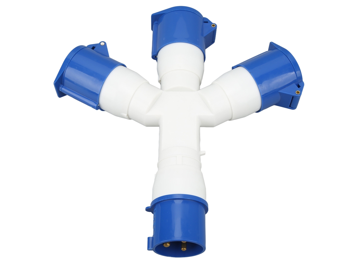 Conector De Cabo Aéreo Industrial De 3 Pinos Ip44 Impermeável 32a 220-250v 1 Entrada 3 Saídas