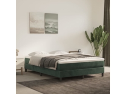 Cama Com Molas/colchão 140x190 Cm Veludo Verde-escuro