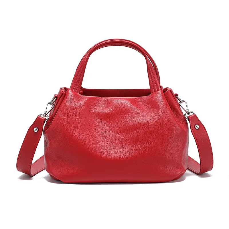 (384-vermelho) Nova Bolsa Feminina Em Couro Genuíno, Bolsa Com Estampa De Nuvem Plissada, Bolsa De Ombro Feminina De Luxo De Grife