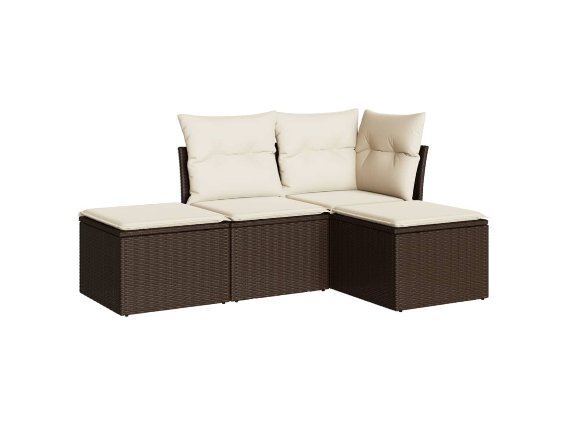 Inclui 4 sofás de jardim com Almofadões Vime Pe Castanho MAISON EXCLUSIVE (4 pcs)