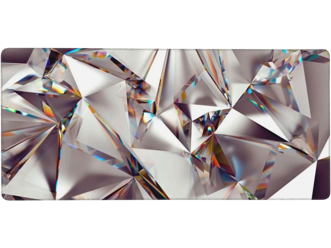 Mousepad Grande para Computador com Estampa Abstrata de Glitter, Diamantes e Cristais, Base Borracha Antiderra