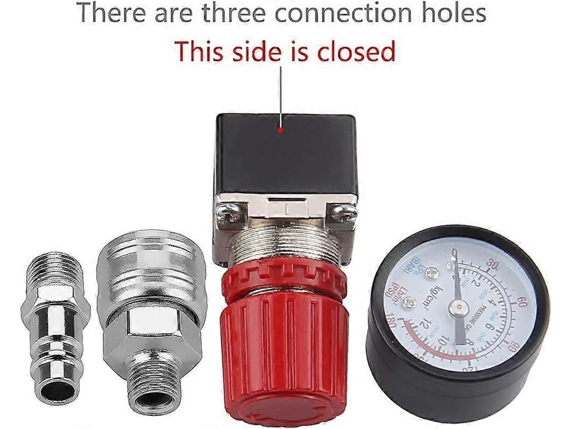 Regulador De Pressão De Ar Com Válvula De 3 Vias, 175 Psi / 12 Bar, Rosca 1/4 Polegadas, Para Compressor
