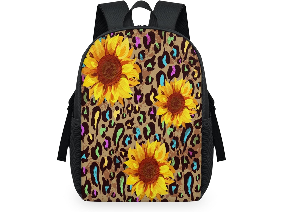 Mochila Tropicallife com Estampa de Girassol e Leopardo (32.5x15x44.9 cm)