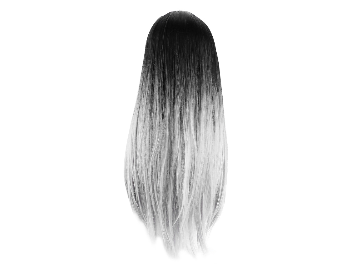 2026 peluca Larga Recta Negra Y Gris de Pelo Sintético Resistente Al Calor para Cosplay