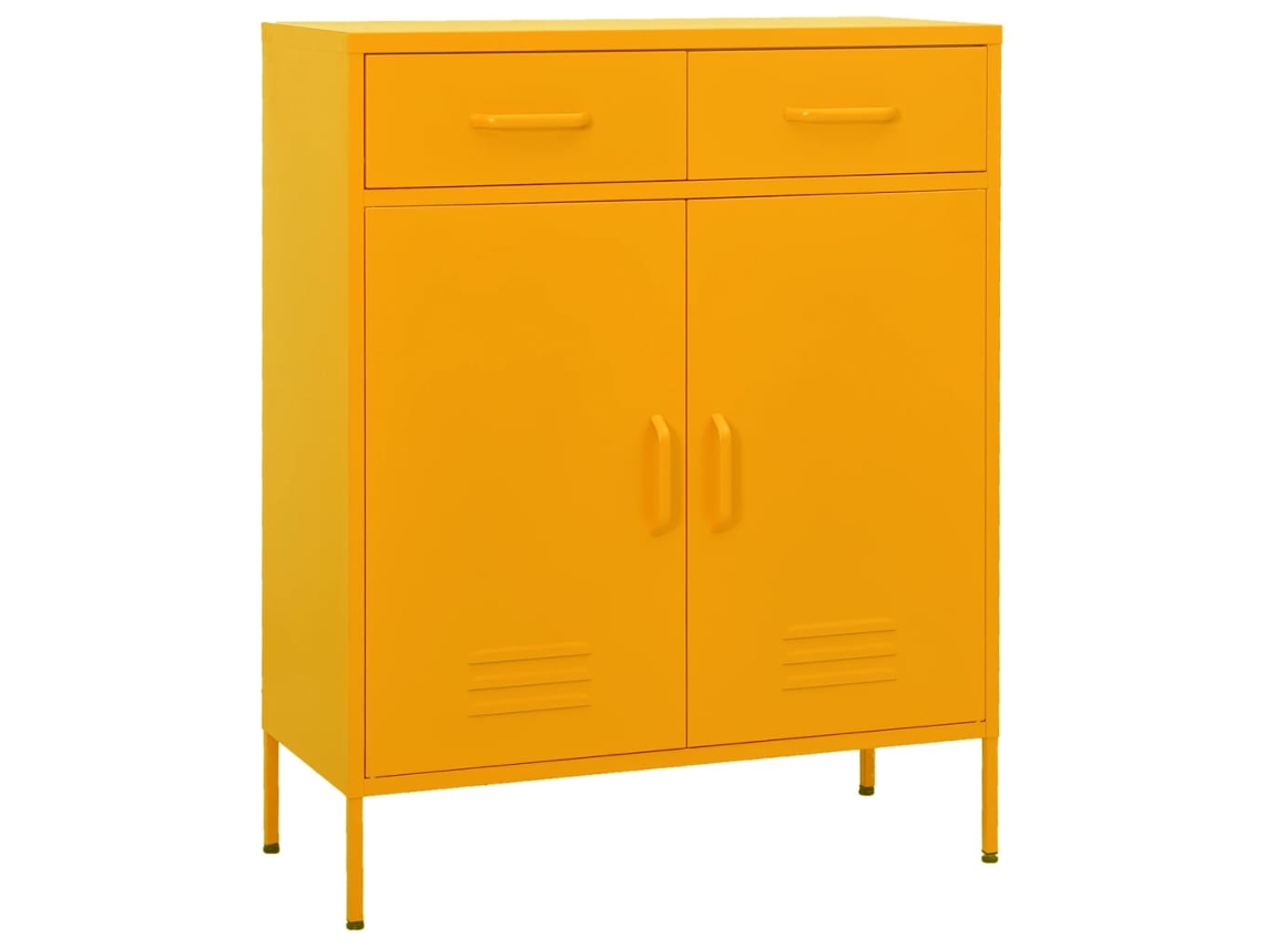 Vidaxl Armário De Arrumação Aço 80x35x101,5 Cm Amarelo Mostarda