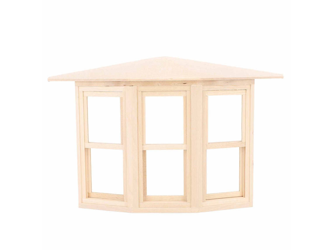 Janela Miniatura De Madeira De Betula Para Casinha De Bonecas 1:12 Com Deslizamento 45 Graus