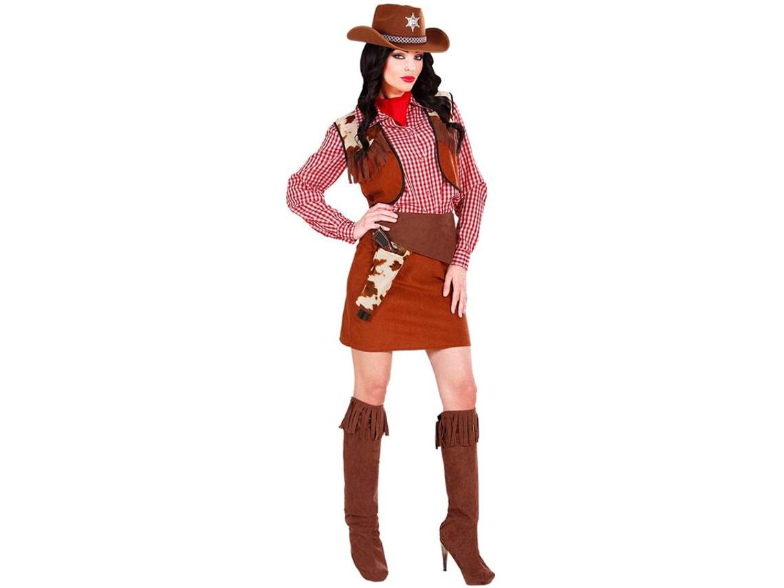 Fato de Cowgirl xadrez para mulher