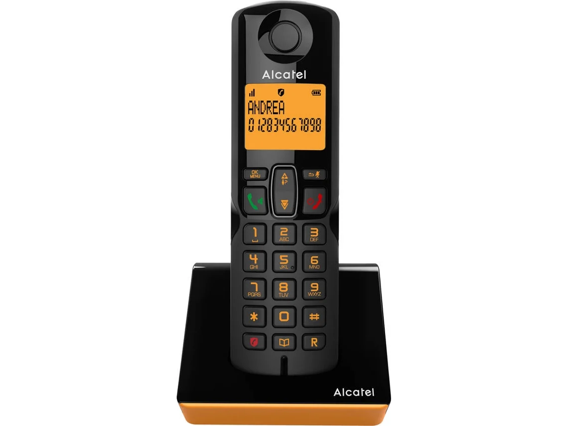 Telefone Fixo ALCATEL S280 EWE Preto e Laranja (Outlet Caixa Aberta)