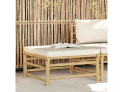 Vidaxl Apoio De Pés Para Jardim Com Almofadão Branco Nata Bambu