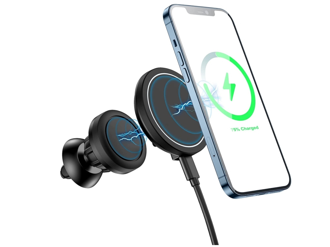 Carregador Sem Carro Qi Ventilação Carregamento para iPhone 12 Pro/13/12 YIZHOOD Magnética Preto