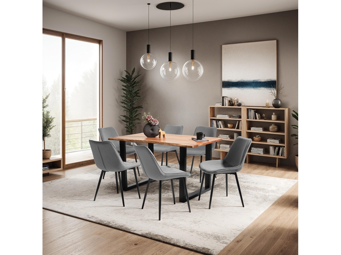 6 Cadeiras de Jantar Monroe em Veludo TECTAKE 59 x 48 x 82.5 cm