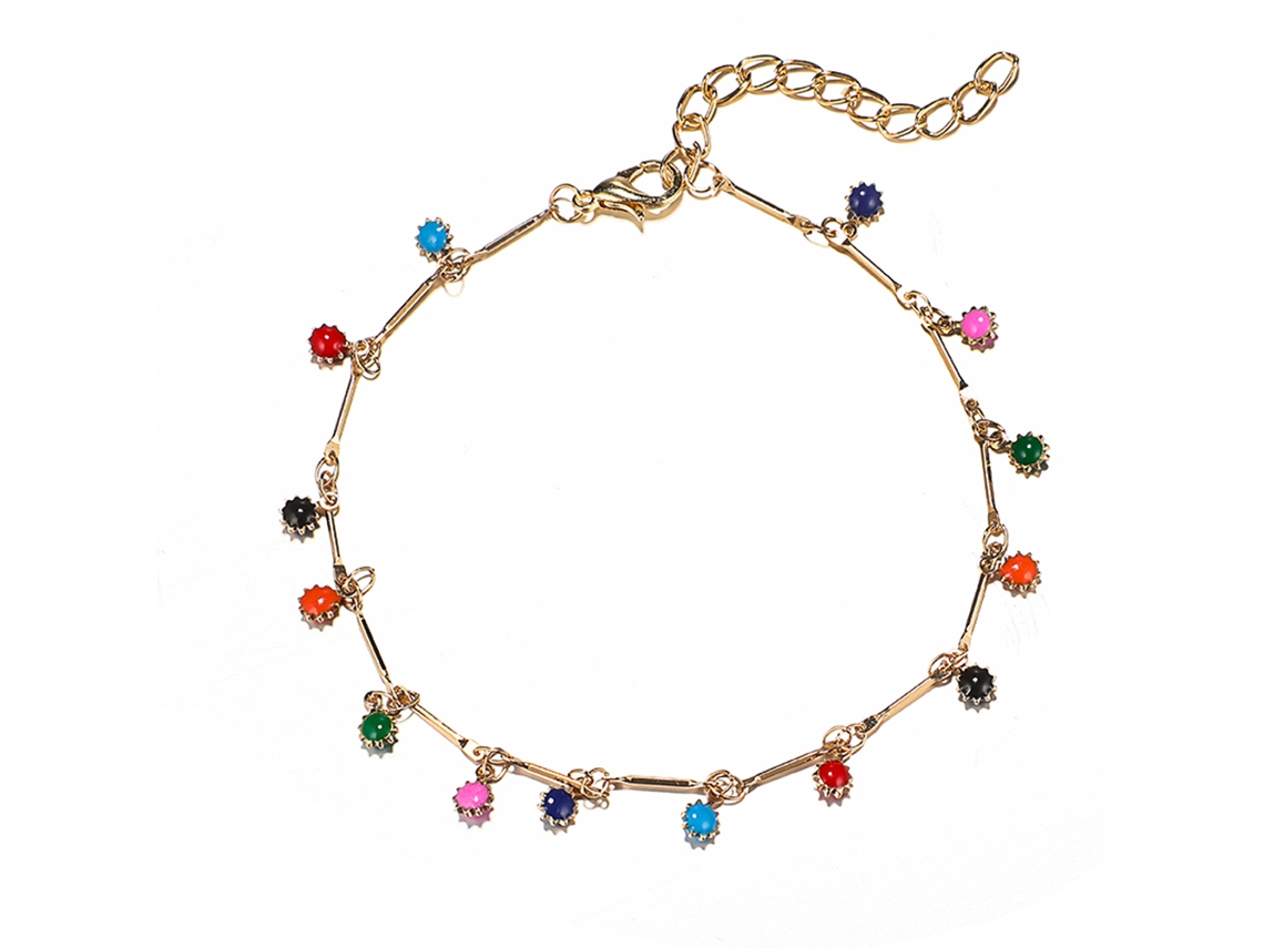 Pulseira De Pé Floral Estilosa Com Diamantes Decorados