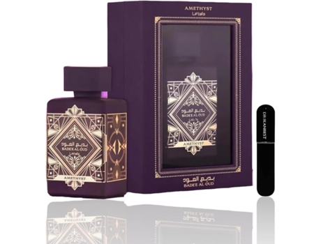 Perfume Badee al Oud Amethyst 100ml (Original) Eau de Parfum Unissex Brinde Atomizador DRIKANBEST Recarregável 5ml