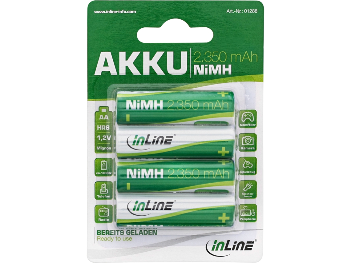01288 Pilha Bateria Recarregável Aa Hidreto Metálico De Níquel Inline
