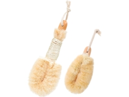 Conjunto De Escovas Massagem Corporal E Para Banho Beauvorty Natural Sisal Com Cabos Madeira, Conjunto De 2 Peças