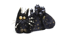 Boneca de Feltro Lã Feita À Mão para Companhia- Fibra Natural, Macia e Decorativa, para Mesa- Gato da Cidade Noturna BRILVIBERA