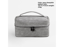Pequeno Nécessaire Cinza Textura Camurça, Multi-bolsos Grande Formato Resistente Sujeira, Portátil Higiene.