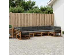 Vidaxl Conjunto De Sofás Para Exterior 7 Pcs Natural E Antracite