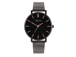 Relógio de quartzo unissex com pulseira de malha Zhoulianfa, mostrador de cor sólida, estilo casual (prateado e preto)