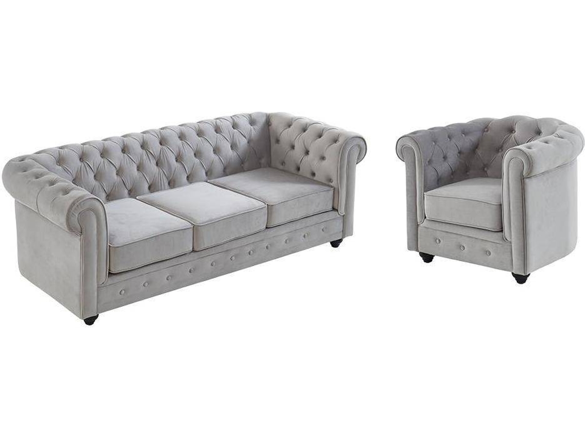 Conjunto Sofá E Poltrona Chesterfield