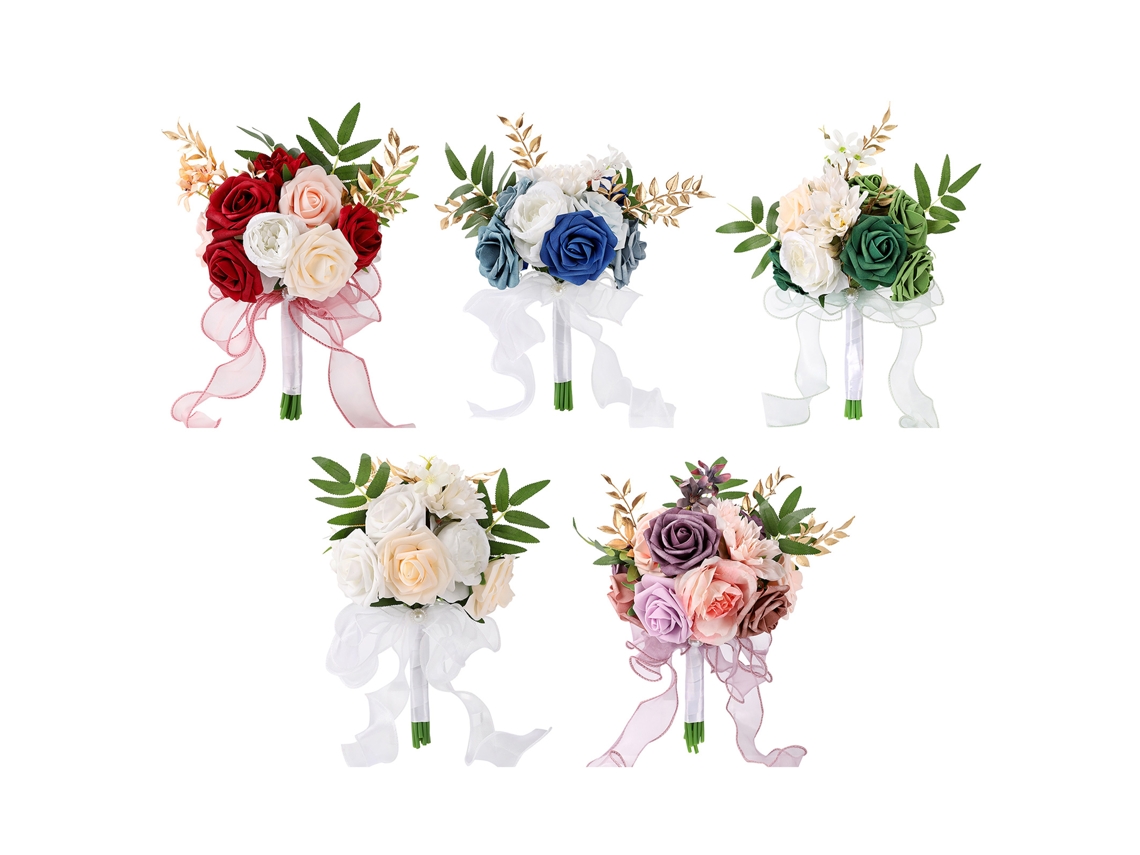 Buquê (rosas Simuladas, Estilo Florestal Com Blocos De Cores) Eoocoo