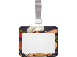 Suporte para crachá pizza chef com cordão, suporte vertical para crachá de plástico à prova d água, suporte protetor para crachá