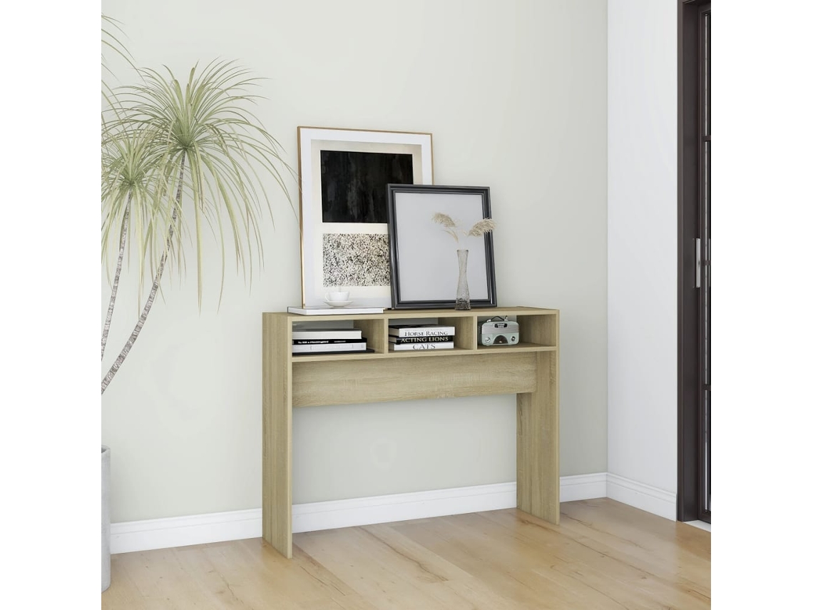 Vidaxl Mesa Consola 105x30x80 Cm Derivados De Madeira Carvalho Sonoma