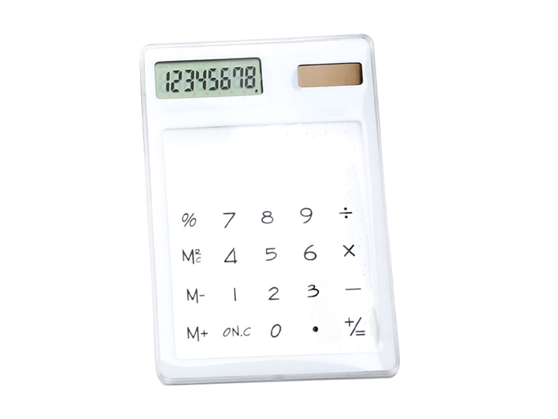 Calculadora Solar Com Tela Tática De 8 Dígitos Lcd Transparente Portátil Branca Escritório Escola Lar