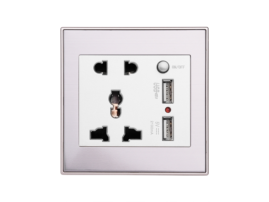 Painel De Tomada Universal (carregamento Dual Usb, Interruptor)