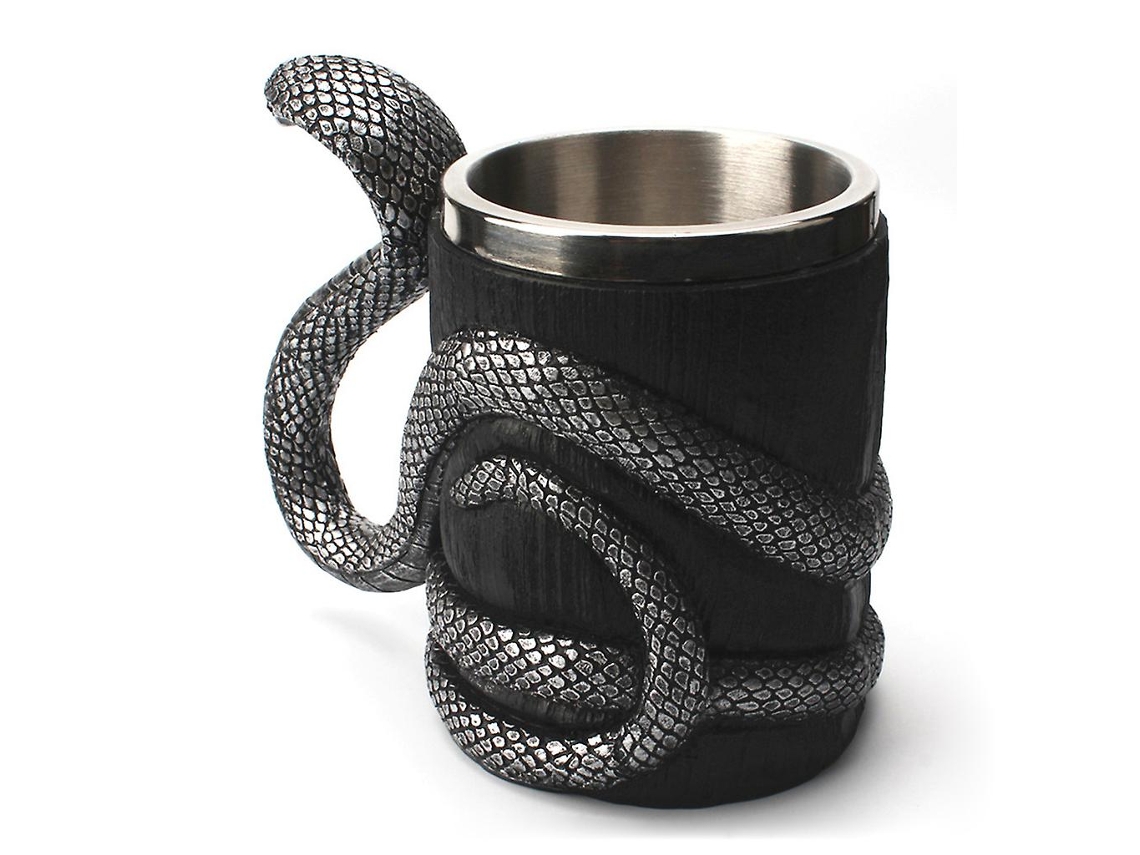 Caneca De Cerveja Aço Inoxidável 600ml Com Alça Em Resina 3d Formato Cobra. Aquaforge
