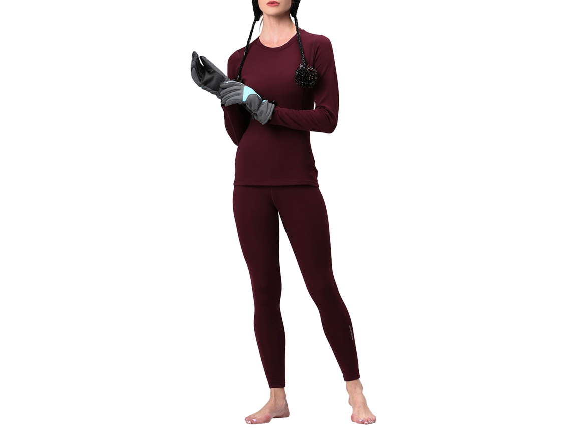 Omni-2 Peças De Roupa Interior Térmica Feminina De Inverno Com Forro Polar Espesso Quente Gola O Manga Longa Calças