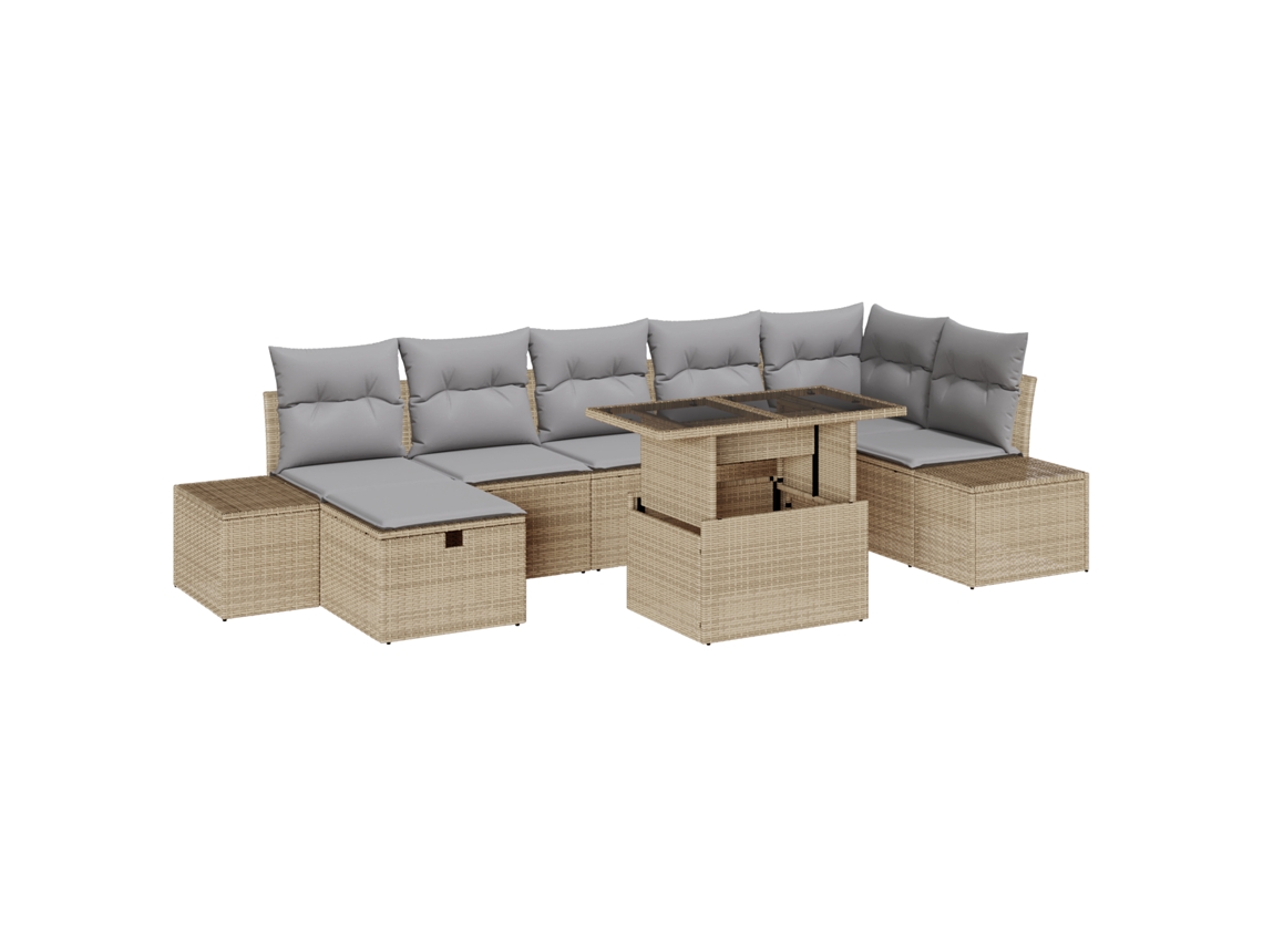Conjunto 8 Conjunto De Sofá De Jardim Vidaxl Castanho Vime Pe (55 X 55 X 37 Cm)
