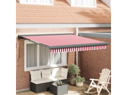 Vidaxl Toldo Retrátil Vermelho E Branco 300 X 250 Cm Tecido E Metal