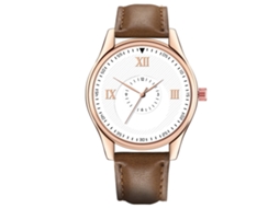 Relógio de Pulso Masculino de Quartzo com Pulseira Pu Mostrador Redondo Estilo Moderno (dark Coffeewhite)