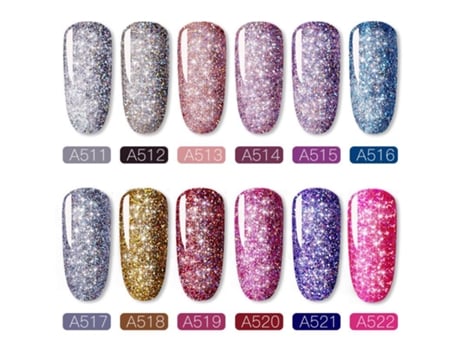 Unha Polonês 12 Pçs/set Arco Íris Brilhante Gel Manicure Conjunto Glitter Acrílico Unhas Kit Para Manicure Rosalind