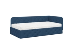 Estrutura de Cama de Canto com Colchão Azul e Tecido MAISON EXCLUSIVE 90x190 cm