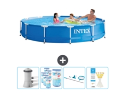 Piscina INTEX com Estrutura Redonda 366 X 76 Cm Azul Inclui Bomba Filtros Kit de Limpeza Tiras de Teste