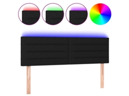 Cabeceira de cama SFUSHOS com luzes LED, em tecido, 144x5x78/88 cm, preta.